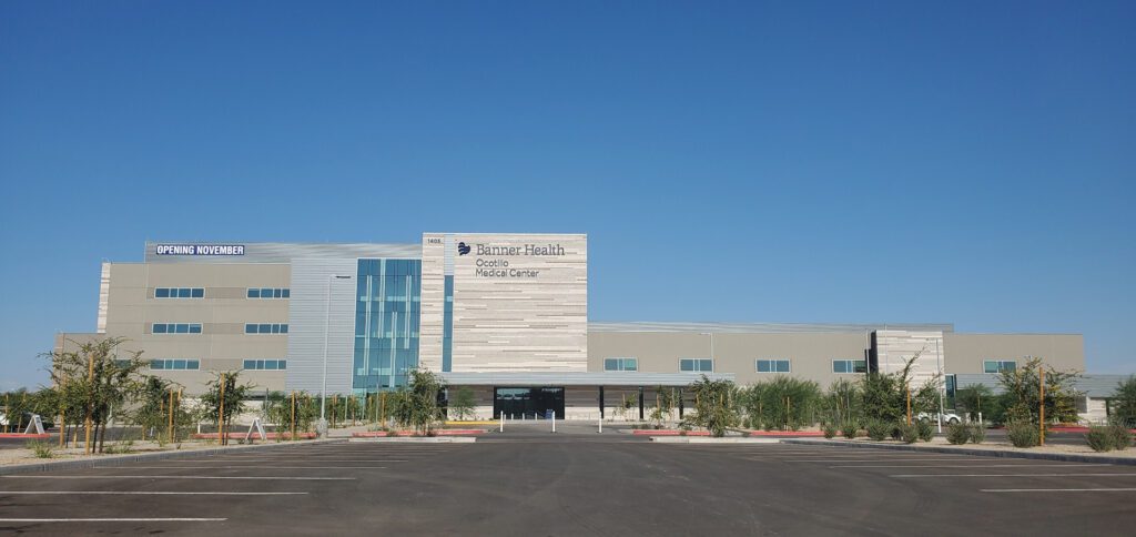 MKB Construction Services in Tempe, AZ designed and built a state-of-the-art building with a spacious parking lot in front of it.