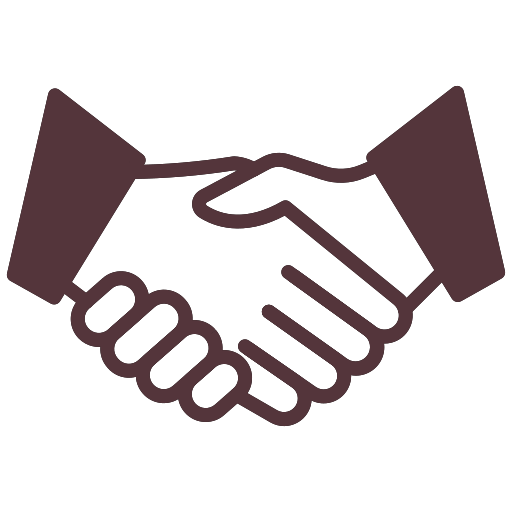 A black and white handshake icon on a white background for MKB Construction.